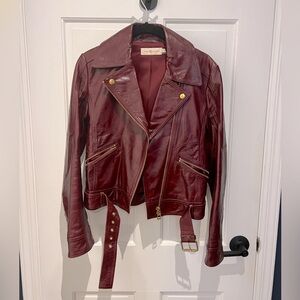 Tory Burch Bianca Leather Moto Jacket, Size 2